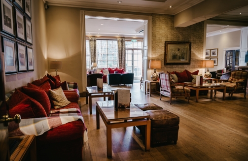 Rowton Hall Hotel lounge area'